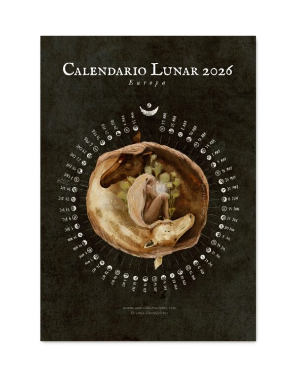Calendario Lunar 2026 imprimible A4/A3 (adaptado según tu país)
